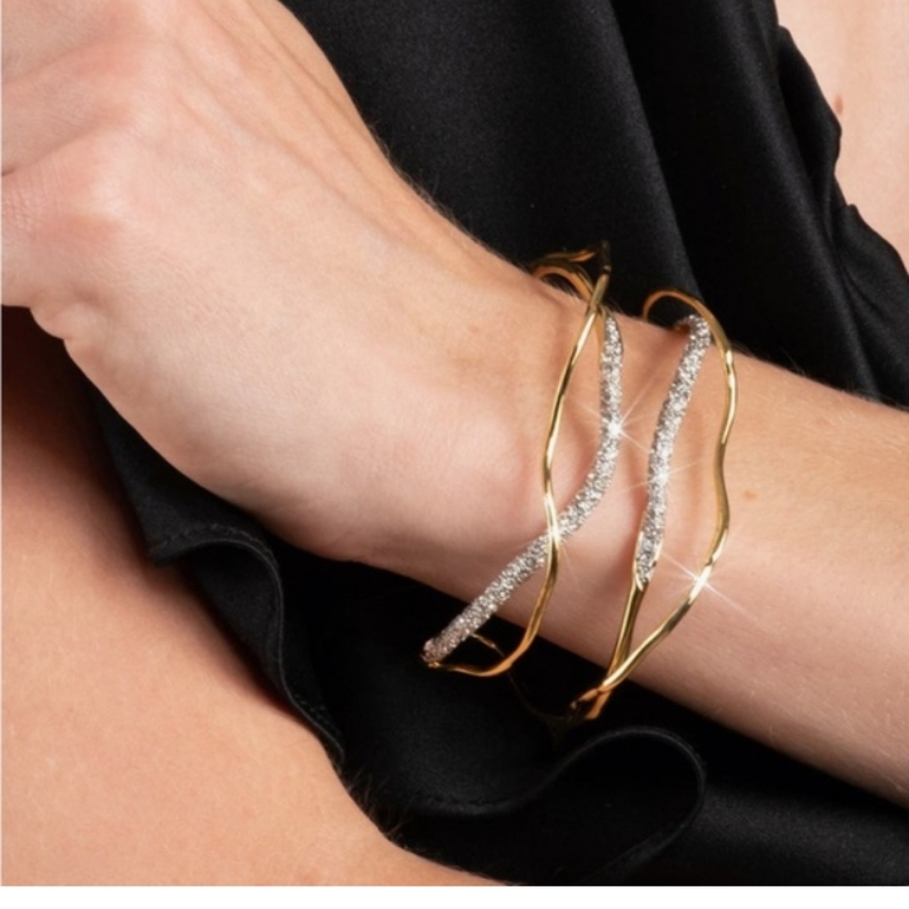 Alexis Bittar Solanales Gold Crystal Intertwined Cuff Bracelet - Picture 4 of 9